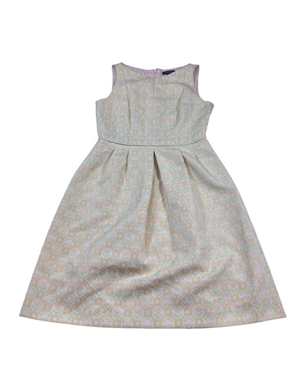 Tahari Sleeveless Fit & Flare Dress sz 4 Pastel Geometric Brocade (OO541)